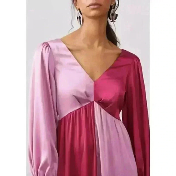 Anthropologie Porridge Pink Colorblocked Long Sleeve Maxi Dress - Size XSmall - Picture 3 of 4
